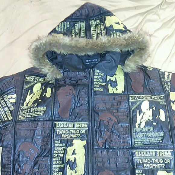 Tupac leather jacket with fur hood